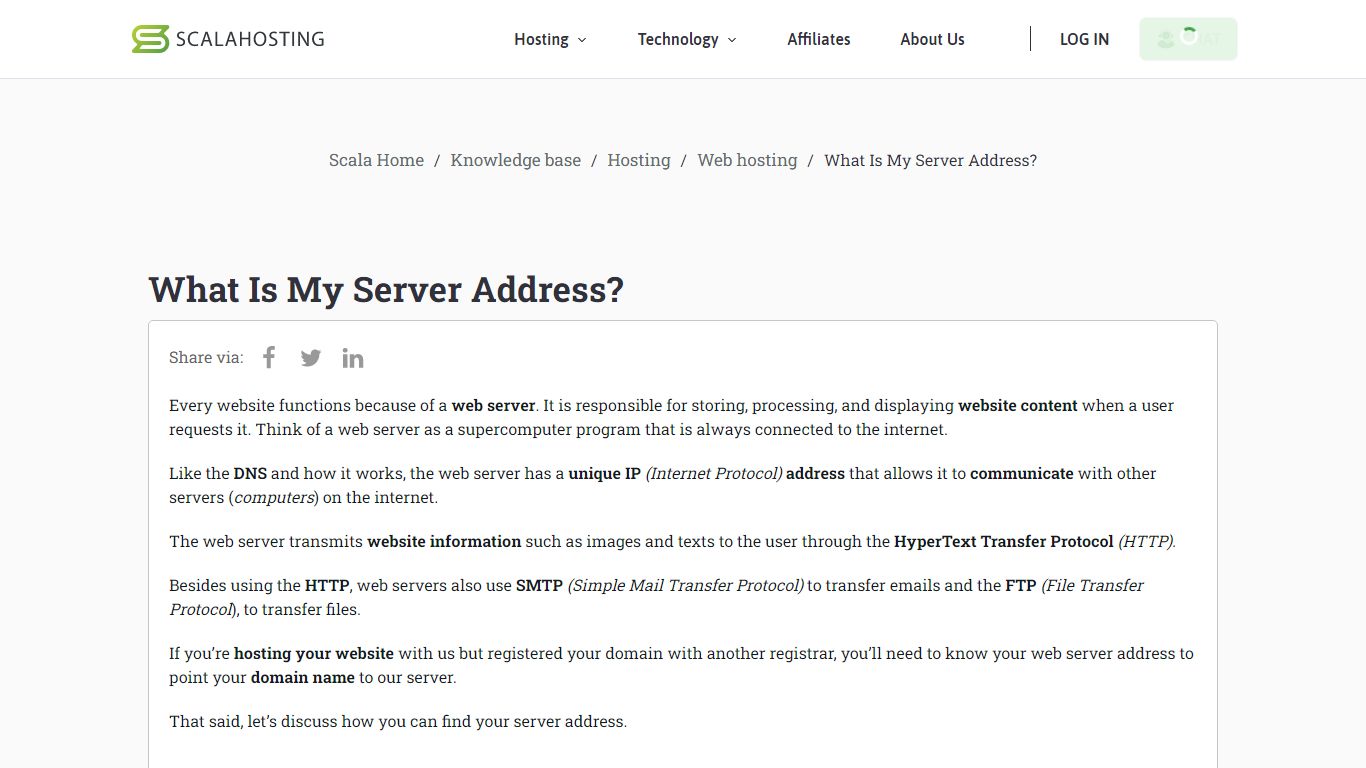 What Is My Server Address? - Knowledge base - ScalaHosting